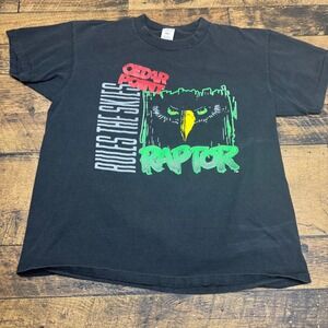 VTG‎ Cedar Point Raptor Rules The Skies Black T Shirt Mens Pre Shrunk Cotton